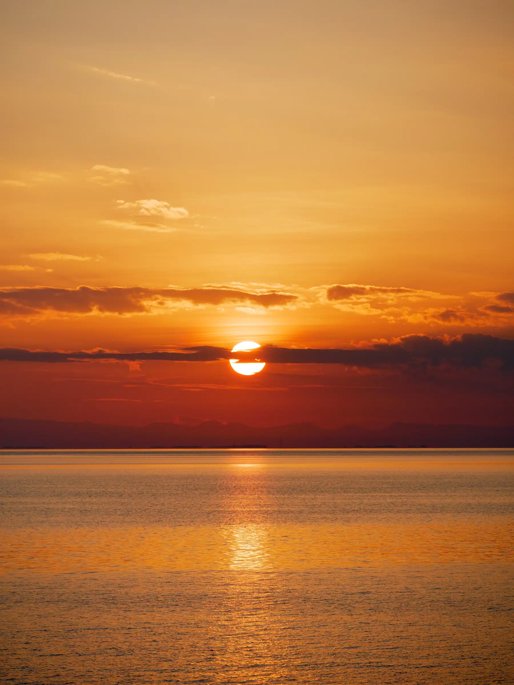 Orange sunset over ocean